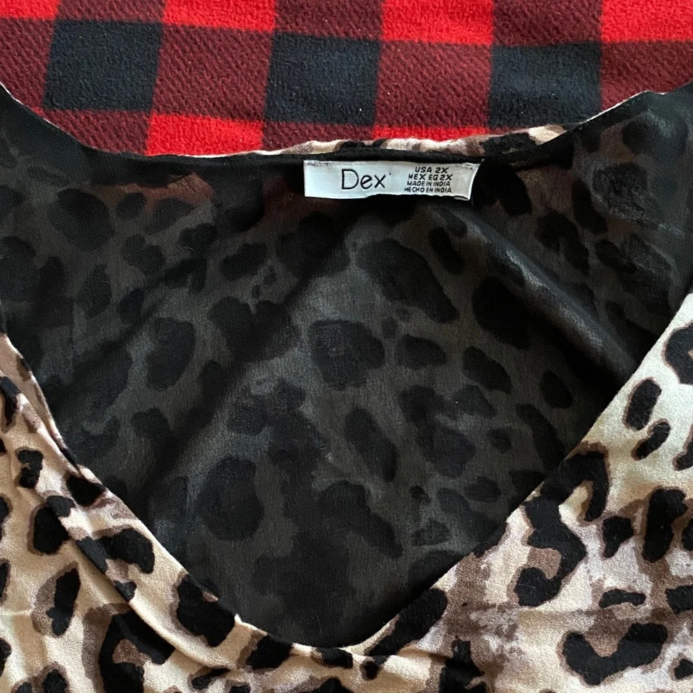 Dex Animal Print Blouse with Red Accents - Picture 2 of 5